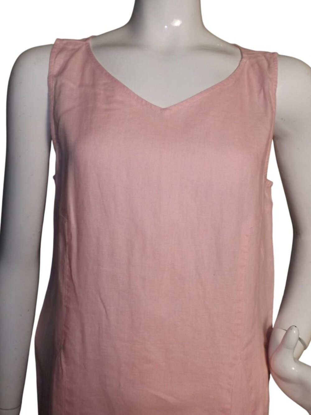 J.JILL Linen Dress, M, Pink Shift, Sleeveless, V-neck, Knee length - Picture 2 of 12